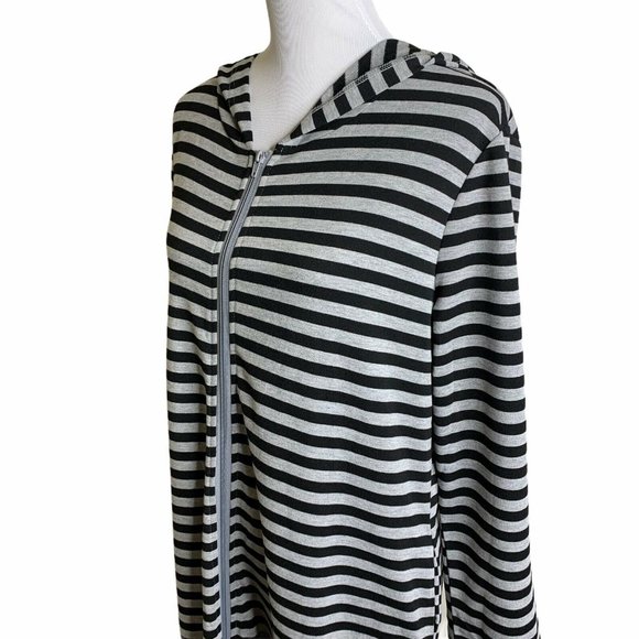 Zexxxy Striped Hooded  Zip Up Terry Maxi Dress - Picture 6 of 12